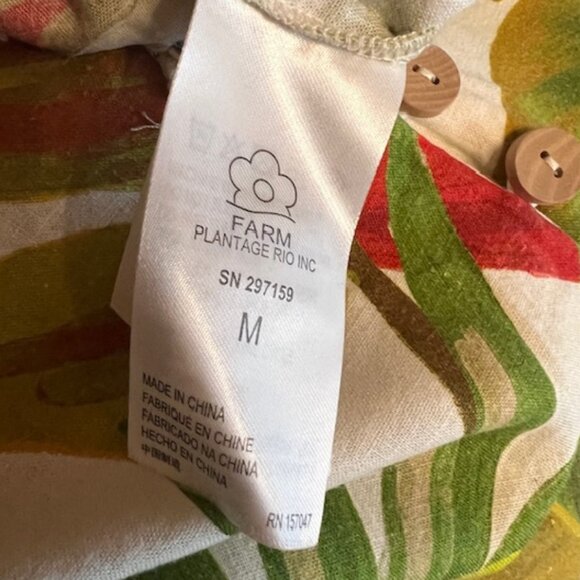 Farm Rio Maxi Jumpsuit Size M Tropical Leaf Print Button Front Boho Resort $225 - Picture 13 of 14